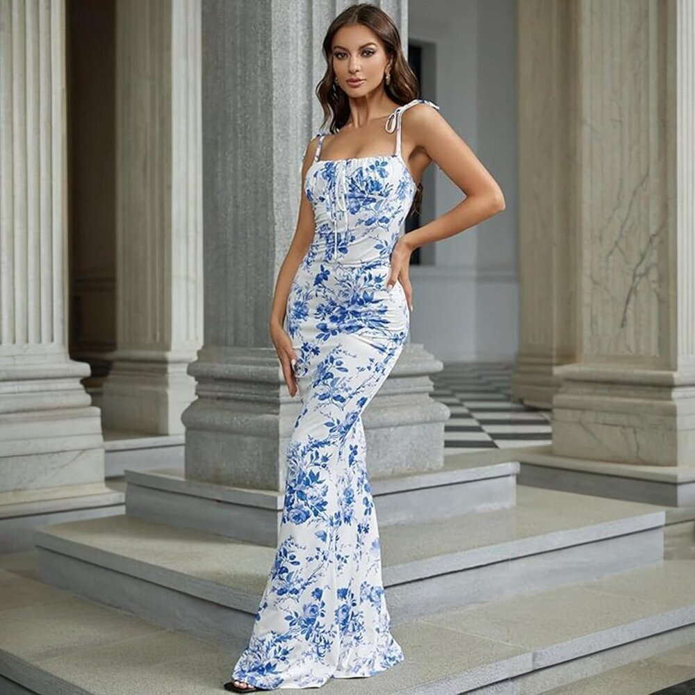 Women's Maxi Dress Casual Sleeveless Backless High Split Polyester - Picture 3 of 6